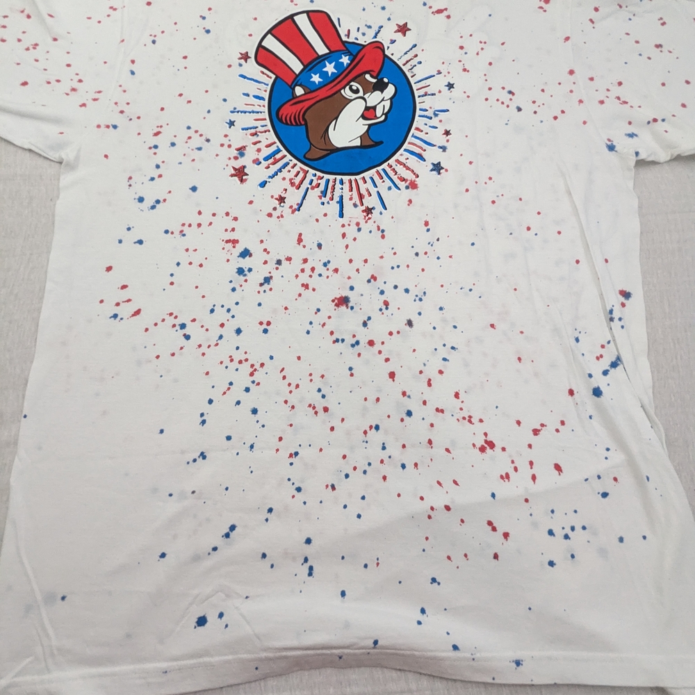 Bu-cees's Bucees Patriotic Red White Blue Beaver Graphic Tee Small